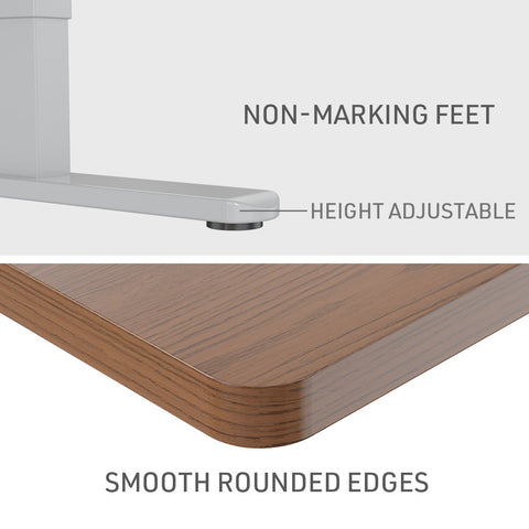 FORTIA Sit Stand Standing Desk, 140x60cm, 72-118cm Height Adjustable, 70kg Load, Walnut style/Silver Frame