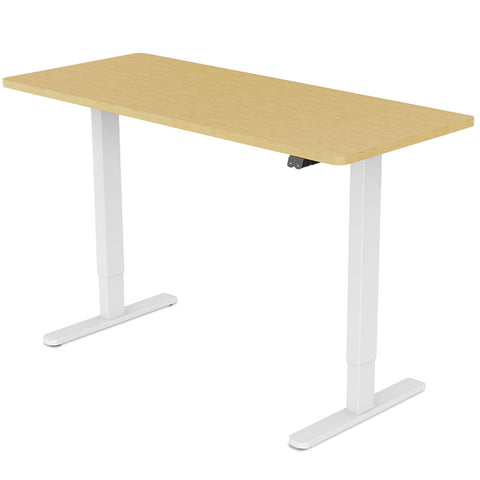 FORTIA Sit Stand Standing Desk, 120x60cm, 72-118cm Height Adjustable, 70kg Load, White Oak style/White Frame