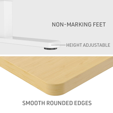 FORTIA Sit Stand Standing Desk, 120x60cm, 72-118cm Height Adjustable, 70kg Load, White Oak style/White Frame