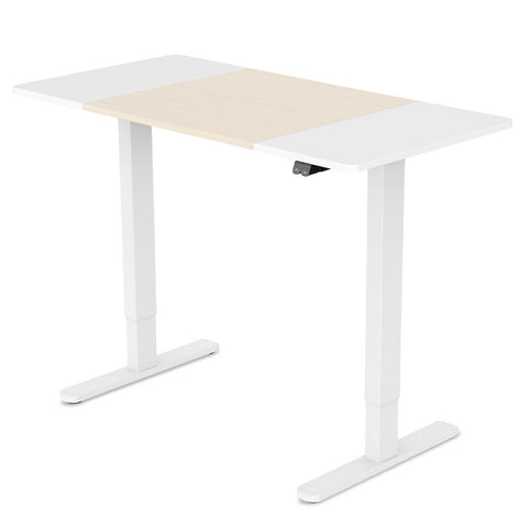 FORTIA Sit Stand Standing Desk, 120x60cm, 72-118cm Height Adjustable, 70kg Load, Light Oak style/White Frame