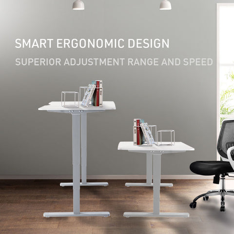 FORTIA Sit Stand Standing Desk, 120x60cm, 72-118cm Height Adjustable, 70kg Load, Light Oak style/White Frame