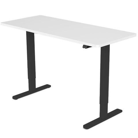 FORTIA Sit Stand Standing Desk, 120x60cm, 72-118cm Height Adjustable, 70kg Load, White/Black Frame