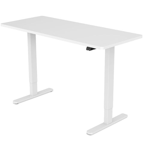 FORTIA Sit Stand Standing Desk, 120x60cm, 72-118cm Height Adjustable, 70kg Load, White/White Frame