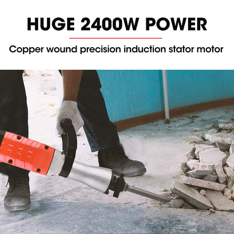 Baumr-AG 2400W Pro-Grade Electric Demolition Jackhammer, with 3 Bonus Chisels, Carry Case