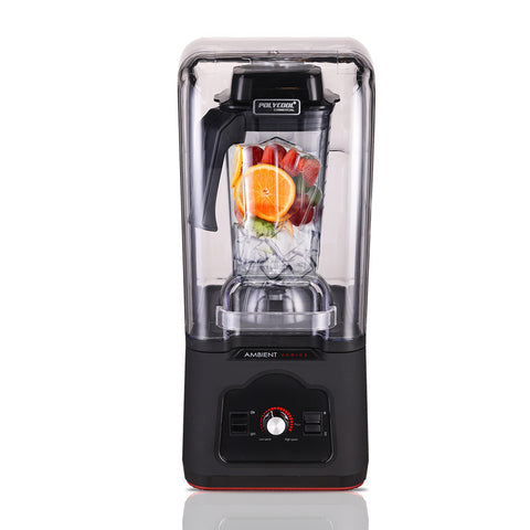 POLYCOOL Commercial Blender Quiet Enclosed Processor Smoothie Mixer Fruit, Black