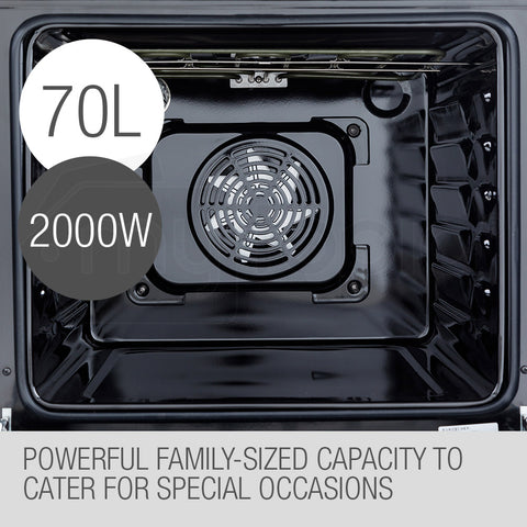 EuroChef 60cm Stainless Electric Wall Oven 8 Function Built-in Fan Forced Grill Touch Control