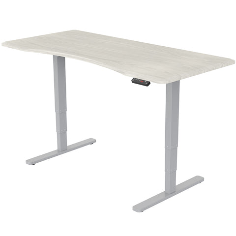 FORTIA Standing Desk, 150x70cm, 62-128cm Height, 2 Motors, 120KG Load, White Oak/Silver