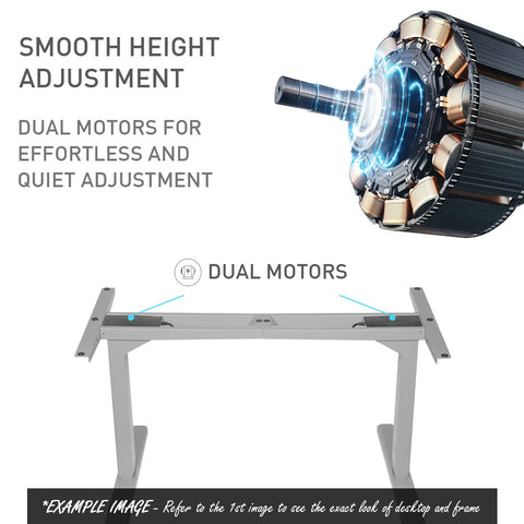 FORTIA Standing Desk, 150x70cm, 62-128cm Height, 2 Motors, 120KG Load, White Oak/Silver