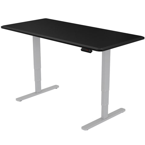 FORTIA Standing Desk, 160x75cm, 62-128cm Height, 2 Motors, 120KG Load, Black/Silver