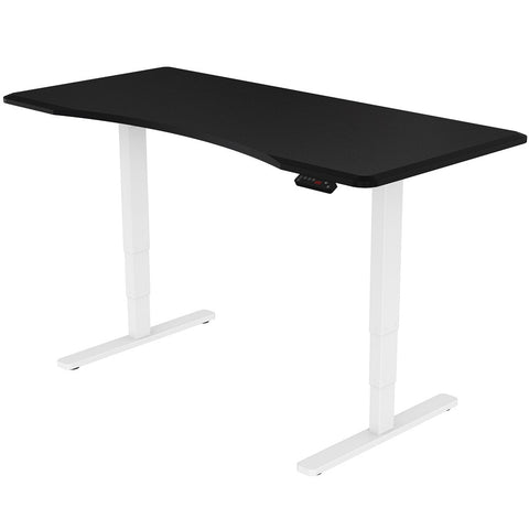 FORTIA Standing Desk, 160x75cm, 62-128cm Height, 2 Motors, 120KG Load, Black/White