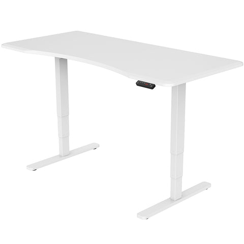 FORTIA Standing Desk, 160x75cm, 62-128cm Height, 2 Motors, 120KG Load, White/White