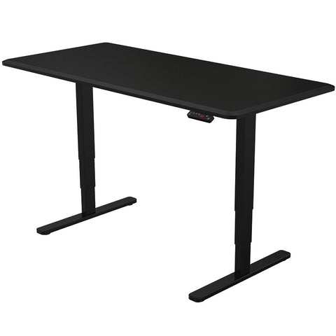 FORTIA Standing Desk, 150x70cm, 62-128cm Height, 2 Motors, 120KG Load, Black/Black Frame