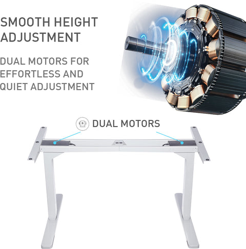 FORTIA Standing Desk, 150x70cm, 62-128cm Height, 2 Motors, 120KG Load, Walnut/Black Frame