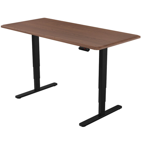 FORTIA Standing Desk, 160x75cm, 62-128cm Height, 2 Motors, 120KG Load, Walnut/Black Frame