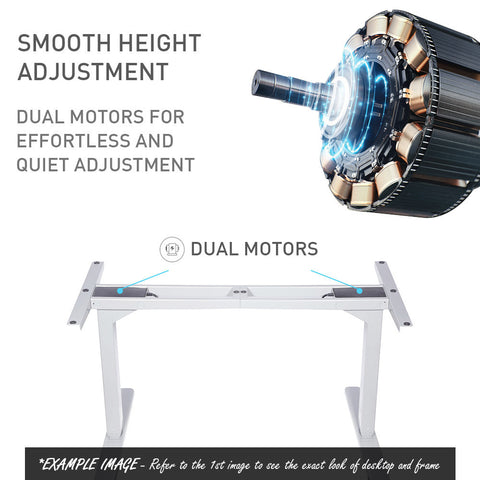 FORTIA Standing Desk, 160x75cm, 62-128cm Height, 2 Motors, 120KG Load, Matte White/Black Frame