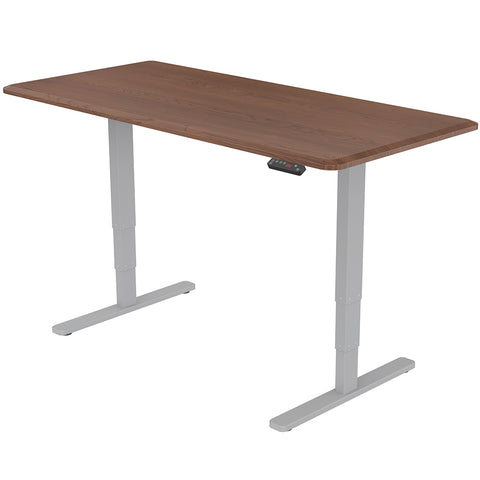 FORTIA Standing Desk, 150x70cm, 62-128cm Height, 2 Motors, 120KG Load, Walnut/Silver Frame