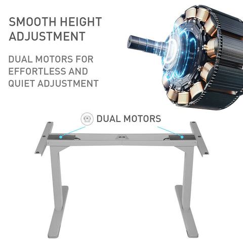 FORTIA Standing Desk, 150x70cm, 62-128cm Height, 2 Motors, 120KG Load, White Oak/Silver Frame