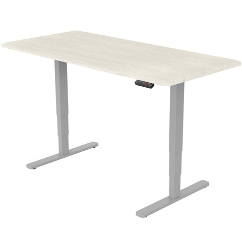 FORTIA Standing Desk Electric Dual Motor Adjustable Sit Stand 120KG Load, White Oak/Silver Frame