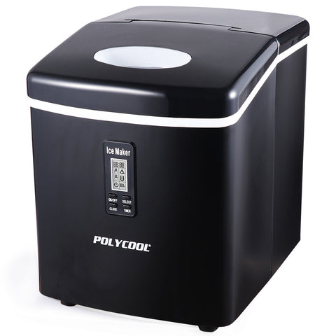 POLYCOOL 3.2L Portable Ice Cube Maker Machine Automatic with LCD Control Panel, Black