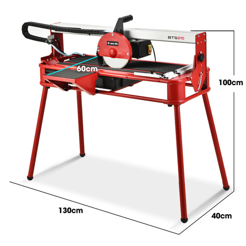 BAUMR-AG 800W Electric Tile Saw Cutter with 200mm (8") Blade, 720mm Cutting Length, Side Extension Table