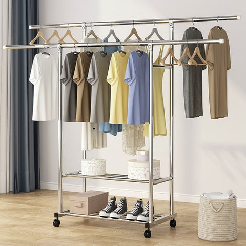 Ekkio Clothes Rack Stainless Steel Two Rail