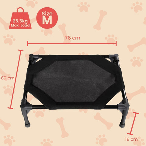 Floofi Elevated Pet Bed (M Black) FI-PB-264-QQQ