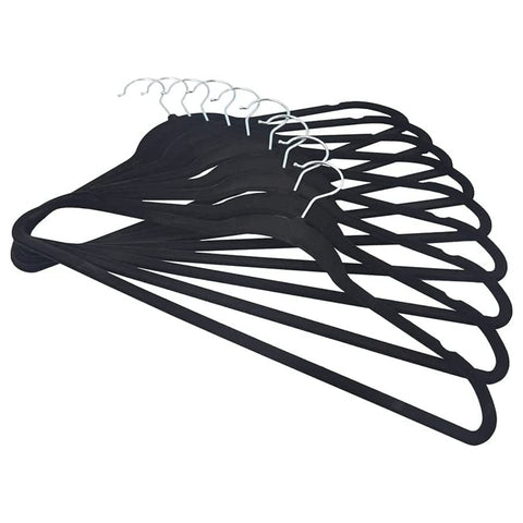 GOMINIMO 30 Pack of Non-Slip Velvet Suit Hangers with Tie Organisers (Black) GO-VH-100-SH