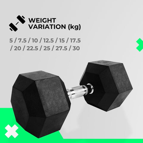 VERPEAK Rubber Hex Dumbbells 30kg - VP-DB-112