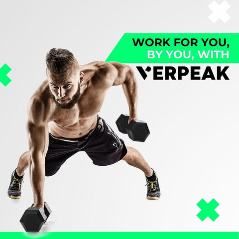 Verpeak Rubber Hex Dumbbells (7.5KG x 2) VP-DB-103