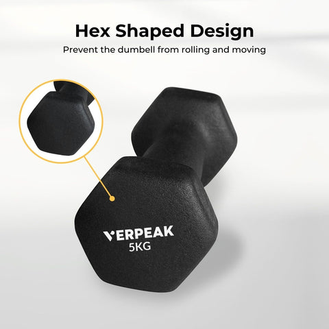 Verpeak Neoprene Dumbbell 5kg x 2 Black VP-DB-138-AC