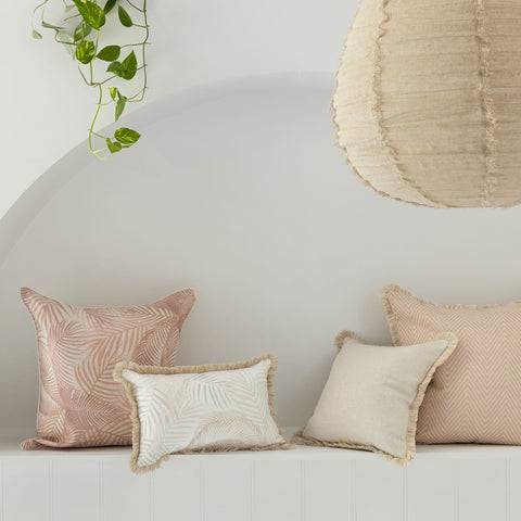 Cushion Cover-Coastal Fringe Natural-Solid Natural-45cm x 45cm