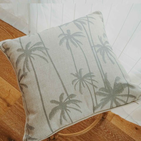 Cushion Cover-With Piping-Tall-Palms-Smoke-45cm x 45cm