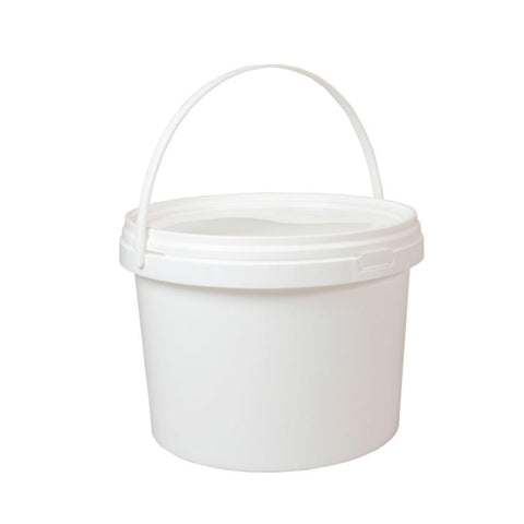 Bulk 10x 5L Plastic Buckets + Lids - Empty White With Handle - Large Food Pail