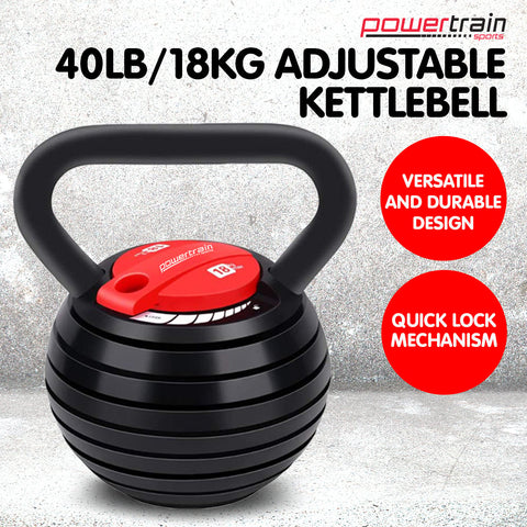 Powertrain Adjustable Kettle Bell Weights Dumbbell 18kg