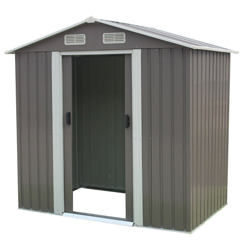 Wallaroo Garden Shed Spire Roof 4ft x 6ft Outdoor Storage Shelter - Grey