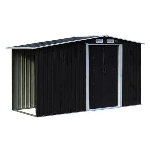 Wallaroo Garden Shed with Semi-Close Storage 4*8FT - Black