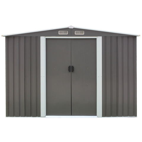 Wallaroo Garden Shed Spire Roof 6ft x 8ft Outdoor Storage Shelter - Grey