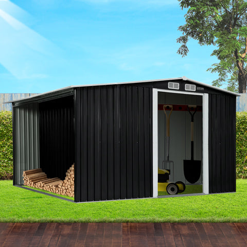 Wallaroo Garden Shed with Semi-Close Storage 6*8FT - Black