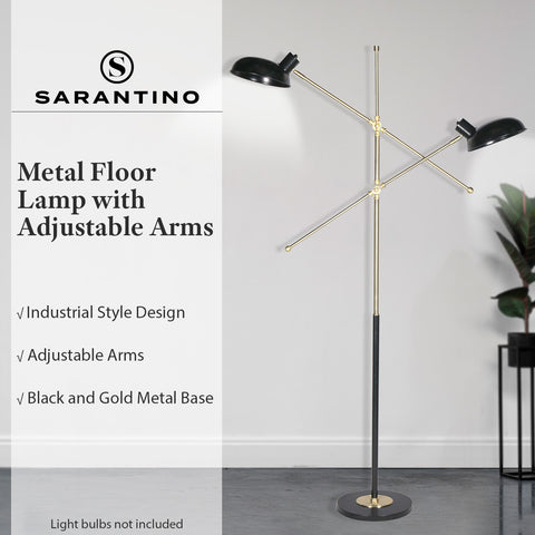 Sarantino Adjustable Two Light Lamp Black and Gold Finish