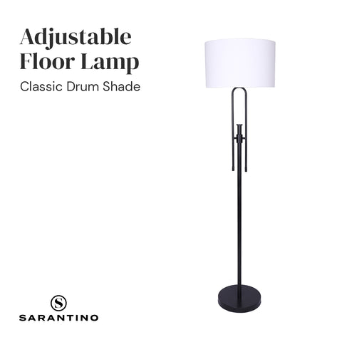 Sarantino Height-Adjustable Metal Floor Lamp Matte Black