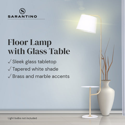 Sarantino Glass End Brass Finish Table Top Floor Lamp