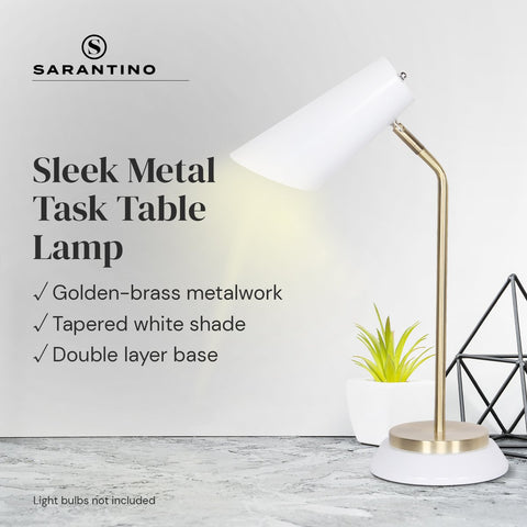 Sarantino Electric Reading Light Table Lamp Brass Finish - White