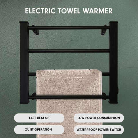 Pronti Heated Towel Rack Electric Bathroom Towel Rails Warmer Ev-60 -black