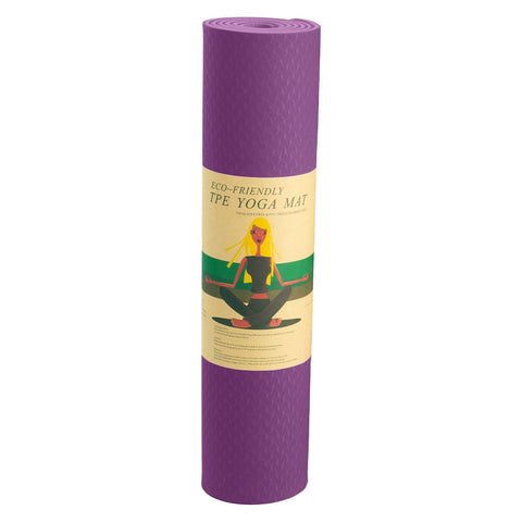 Powertrain Eco-friendly Dual Layer 6mm Yoga Mat | Royal Purple | Non-slip Surface And Carry Strap For Ultimate Comfort And Portability