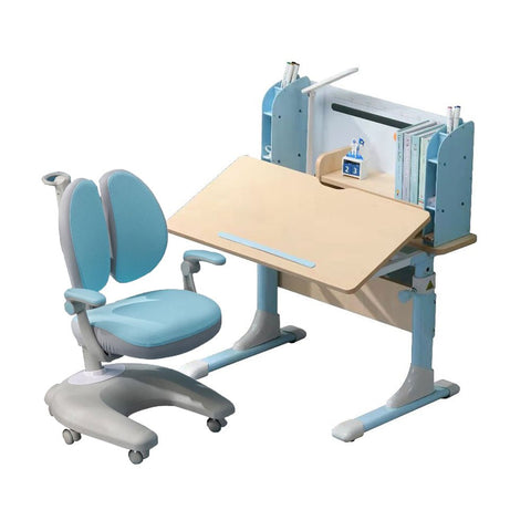 Height Adjustable Children Kids Ergonomic Study Desk Chair Set 80cm Blue AU