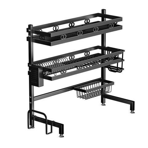 95cm Double Tier Dish Drying Rack Holder Drain caddy Kitchen Drainer Storage Over Sink Organiser