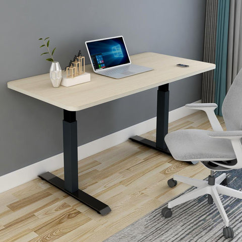 160cm Standing Desk Height Adjustable Sit Stand Motorised Black Dual Motors Frame White Top