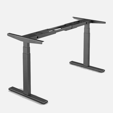 120cm Standing Desk Height Adjustable Sit Grey Stand Motorised Dual Motors Frame Black Top