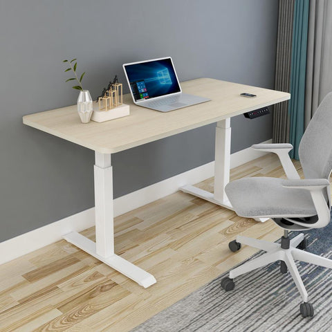 120cm Standing Desk Height Adjustable Sit Grey Stand Motorised Dual Motors Frame White Top