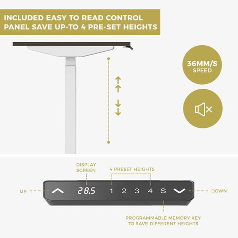 140cm Standing Desk Height Adjustable Sit Stand Motorised White Dual Motors Frame White Top